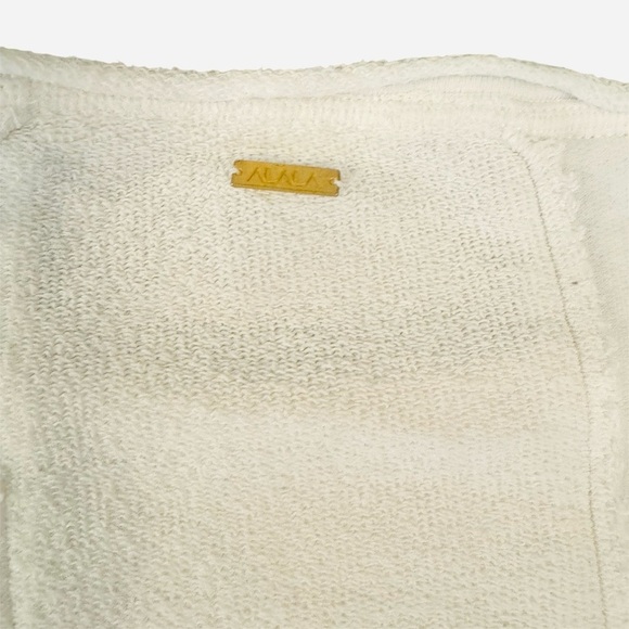 Alala women’s exhale asymmetric raw edge white terry cotton mix sweatshirt Sz L - Picture 6 of 8